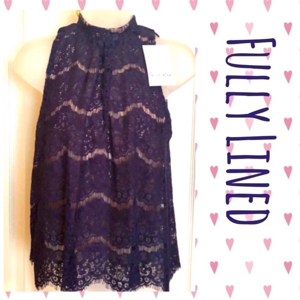 FULLY LINED 𝅺LOVE, Fire Blue Lace Sleeveless Top NWT - Picture 5 of 11
